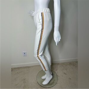 ZARA WHITE VERTICAL PIN STRIPE CROPPED PANTS SZ S